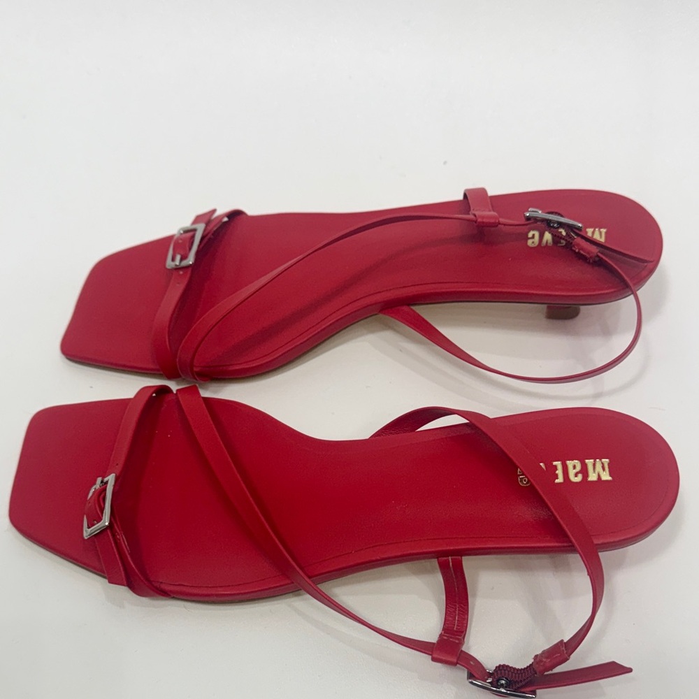 Maeve Red Strappy Square-Toe Sandals